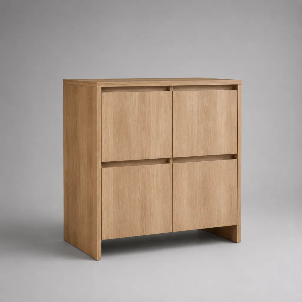 Cassettiera rettangolare in pannello truciolare con 4 cassetti, rovere naturale, 80 x 40 x 90 cm
