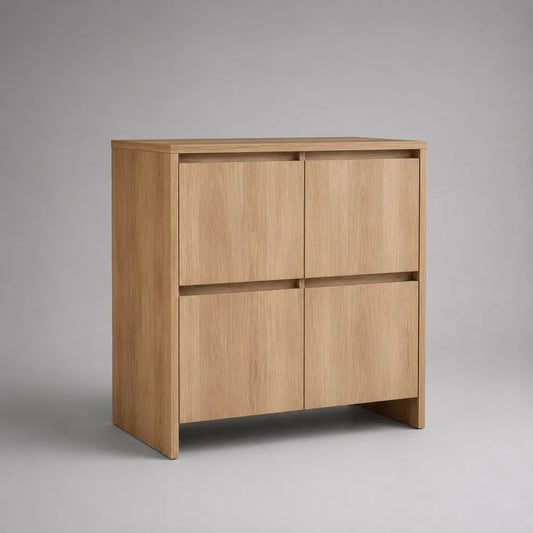 Cassettiera rettangolare in pannello truciolare con 4 cassetti, rovere naturale, 80 x 40 x 90 cm