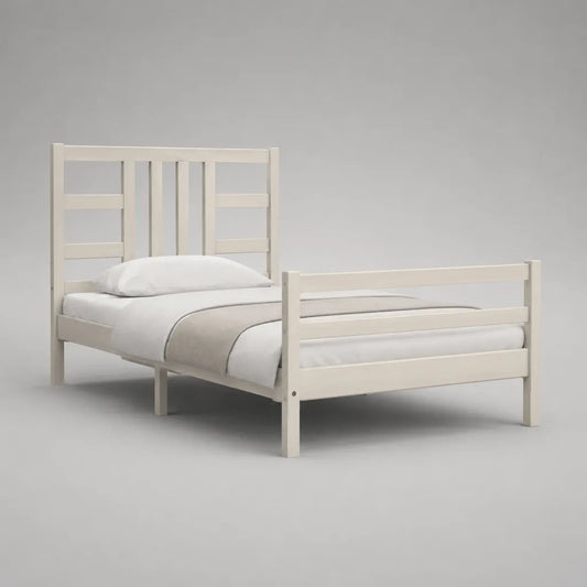 Letto singolo in pino massello bianco, 98 x 208 cm, rete a doghe per materasso 90 x 200 cm
