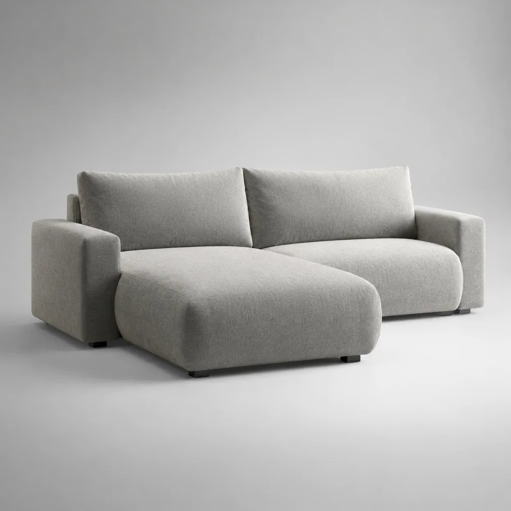 Divano angolare 3 posti in tessuto grigio chiaro con penisola sinistra, 245 × 160 × 88 cm