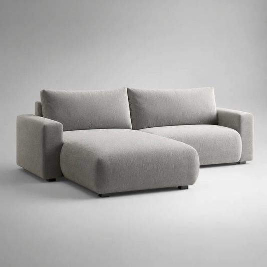 Divano angolare 3 posti in tessuto grigio chiaro con penisola sinistra, 245 × 160 × 88 cm